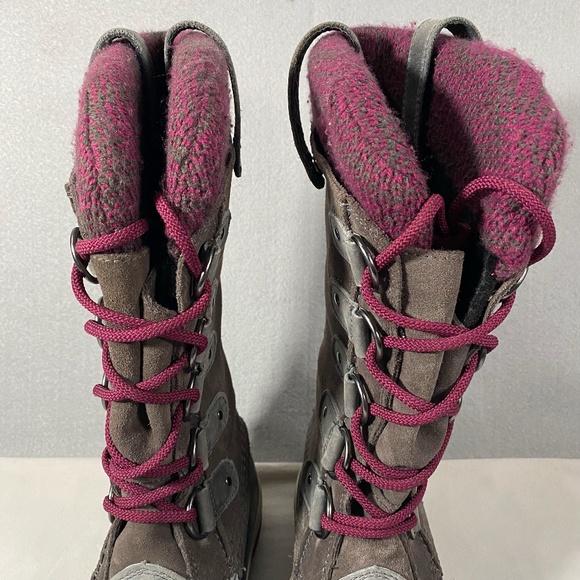 Sorel Joan of Arctic Knit Waterproof Tall Winter Snow Boots Gray Womens Size 6.5 - Picture 3 of 10